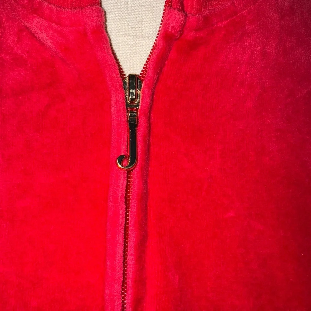 Juicy Couture Women's Red Batwing Velour Velvet Track Jacket Retro Disco Style M - Picture 7 of 9